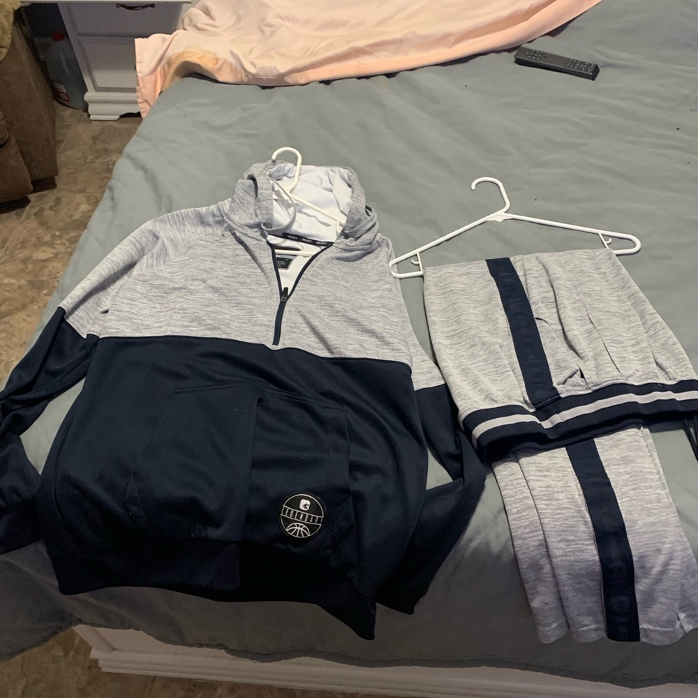 AND1 Gray and Black tech Hoodie and Jogger Set
